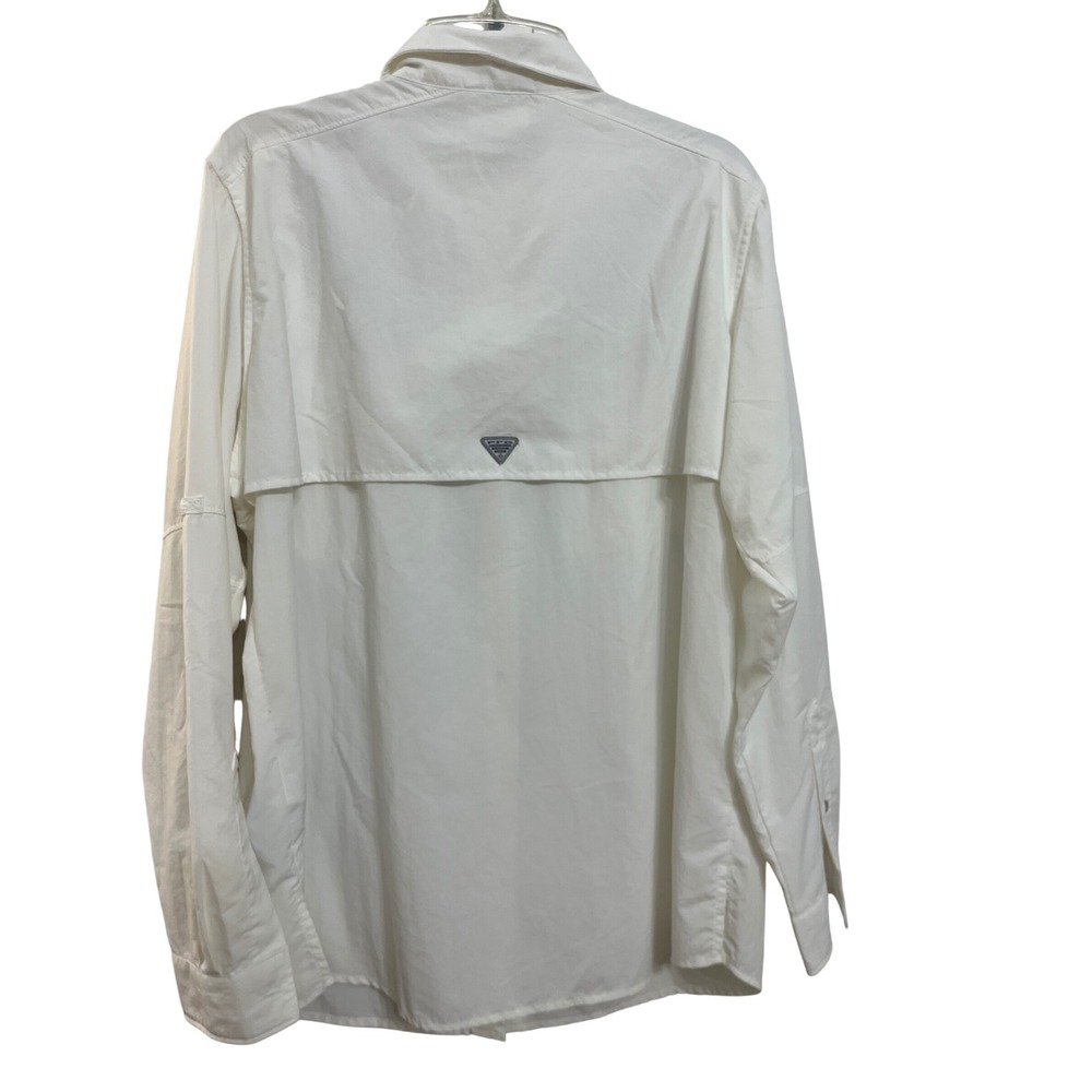 Columbia PFG Long‎ Sleeve Fishing Shirt Mens Large White Vented Sun Protection - Picture 4 of 5